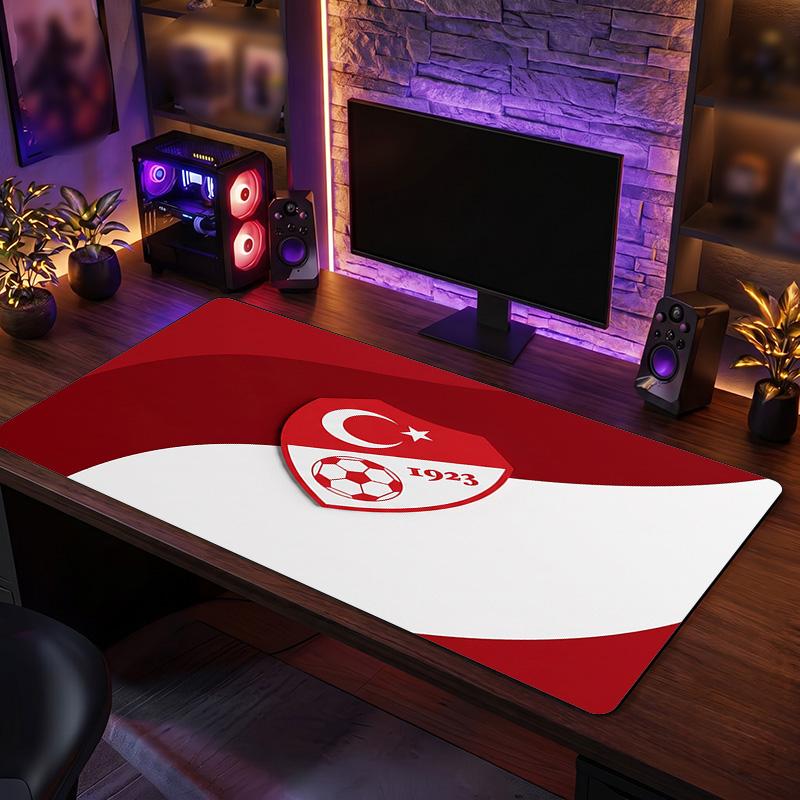 Turkey Football Crest Mouse Pad, Extended Non Slip Rubber Desk Mat for Gaming Office Laptop Fan Gift