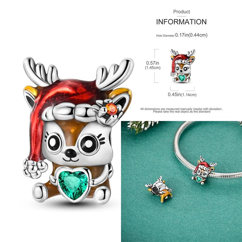 Christmas Charms Copper Elk Santa Claus Bead Snowflake Bell Snowman Charm Fit Original Bracelet Diy Jewelry