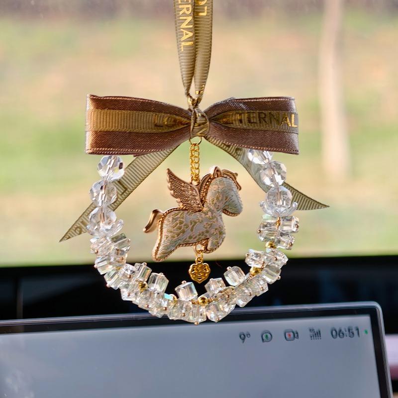 Crystal Starry Pegasus Car Pendant Rearview Mirror Hanging Decoration Gift For Women