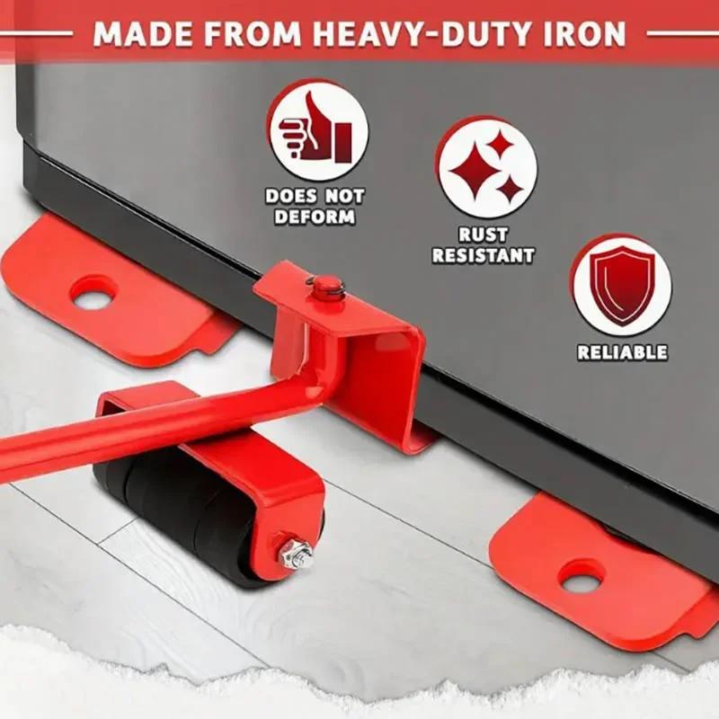 5 ks/sada Heavy Duty Nábytkový Zvedač Válec s posuvným zařízením pro zvedání tyče Kolečka Pomocný zvedák Nábytek Přemisťovací Transportní nástroj