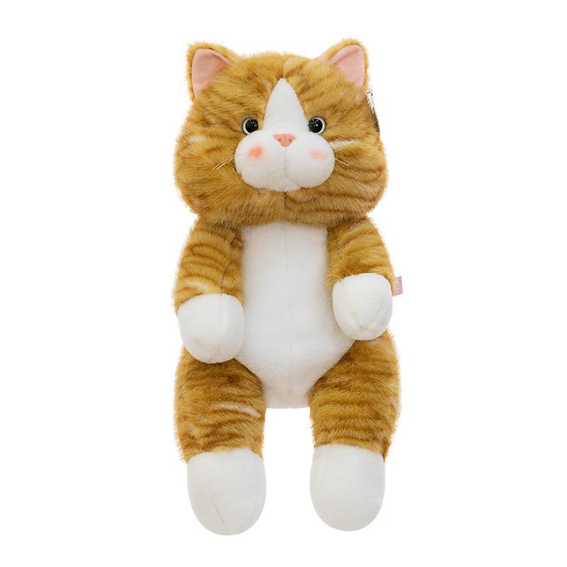 Cute Orange Juice Cat Plush Toys for Children's Birthday Gift Striped Cat Claw Machine Floor Push Gift