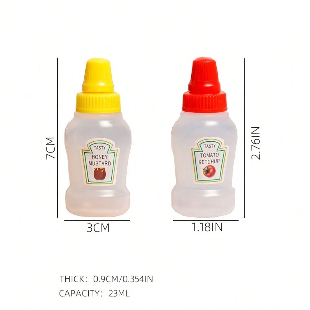 4pcs Set of Portable Tomato/Honey/Soy Sauce/Salad Squeeze Bottles/Lunch Sauce Bottles for Barbecue, the Best Partner for Lunch Boxes