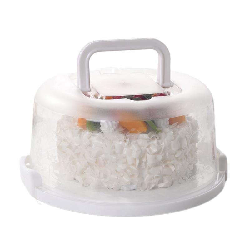 

Пластиковая круглая коробка для торта, ручка-переноска, держатель для хранения кондитерских изделий, контейнер для десертов, чехол, аксессуары для торта, коробка для хранения продуктов белый