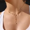 Youthway Delicate Zircon Pendant Y Shape Chain Necklace For Women 18K Gold PVD Plated Stainless Steel Necklace Fashion Jewelry