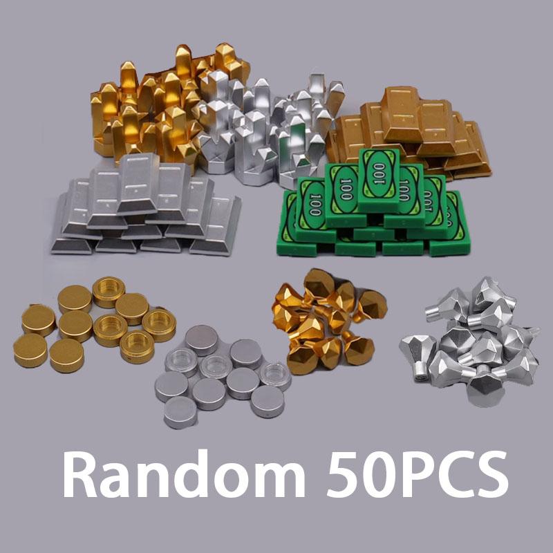 Character Scene Building Blocks Accessories Treasure Dollar Silver Ore Diamond Box Wine Glass Chain Key Teapot Toy Gift Brick