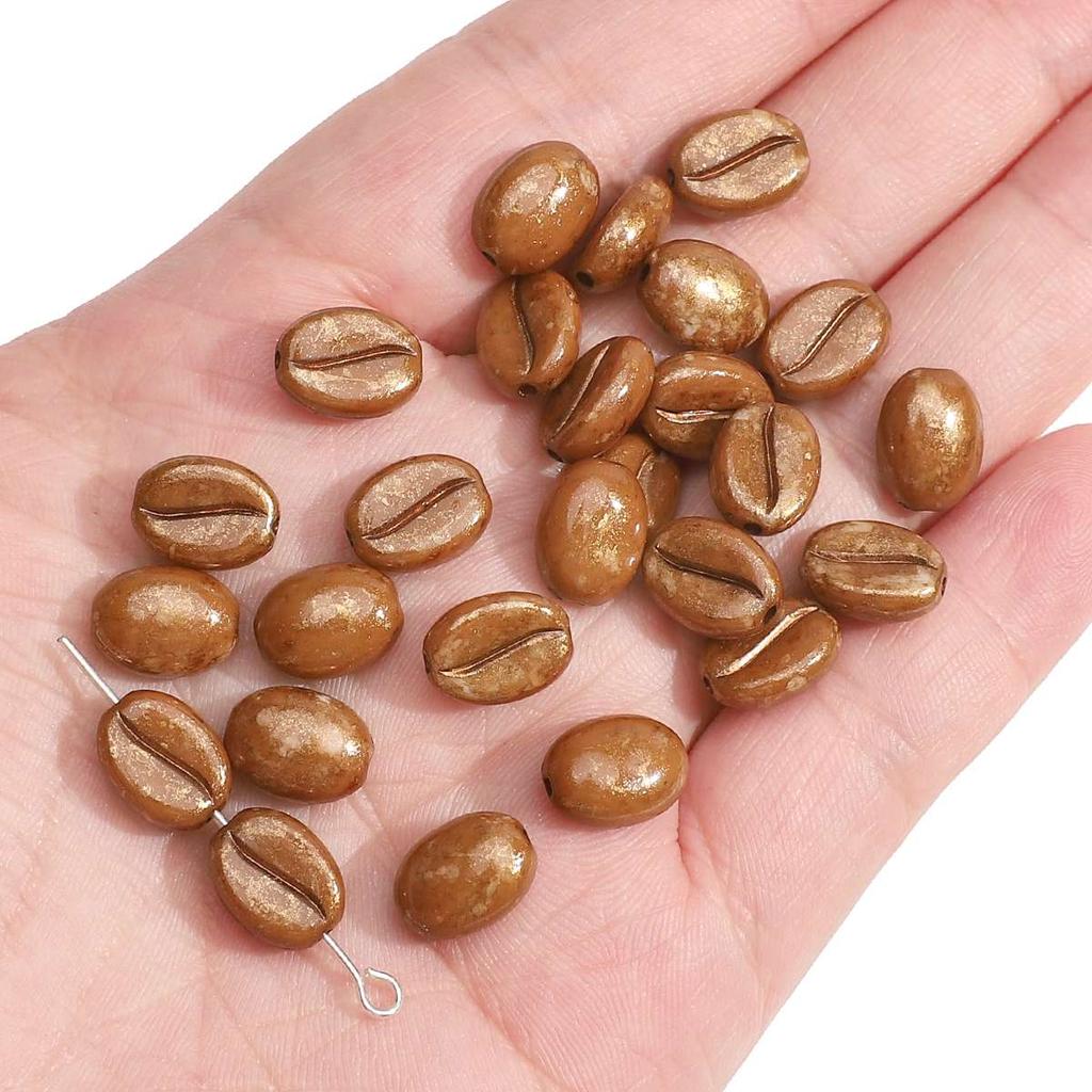 [8x10mm] 20pcs Acrylic Picasso Coffee Bean Beads Loose Spacer Beads for Necklace Bracelet Earring DIY Jewelry Making Beads
