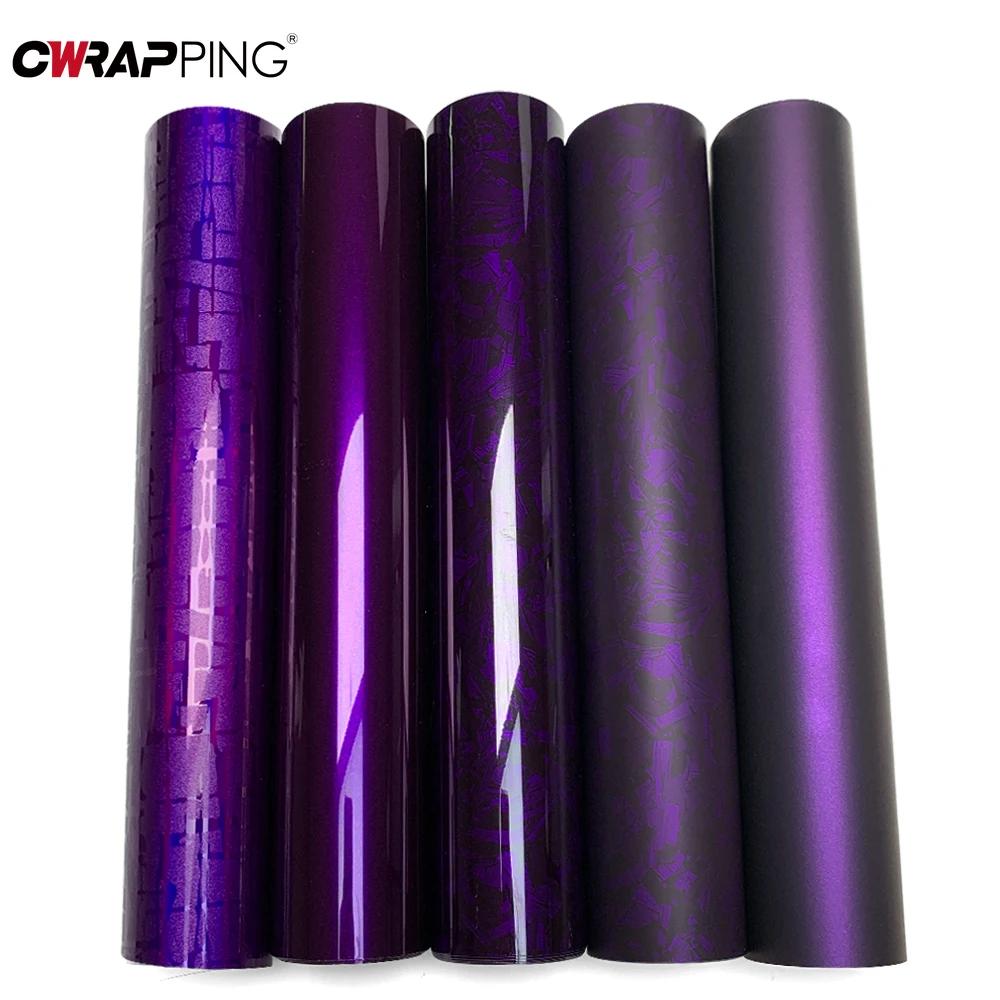 PET Purple Decorative Stickers Waterproof Self-adhesive Shine Matte Carbon Fiber Vinyl Film Home Furniture Car Creative Decals