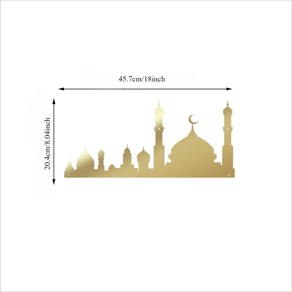 

1pc HELLOYOUNG Golden Metal Mosque Wall Art Islamic Decor Ramadan Eid Gift Easy to Install Living Room Home Decoration TY8039