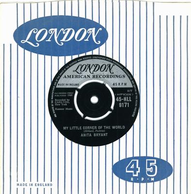 7-Zoll Schallplatte ANITA BRYANT - Meine kleine Ecke der Welt 45HLL9171 London Records 1960 UK Pop Gebraucht