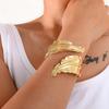 Personalized Leaf Opening Irregular Bracelet, Exaggerated Punk Pleats Wrapped Metal Bracelet