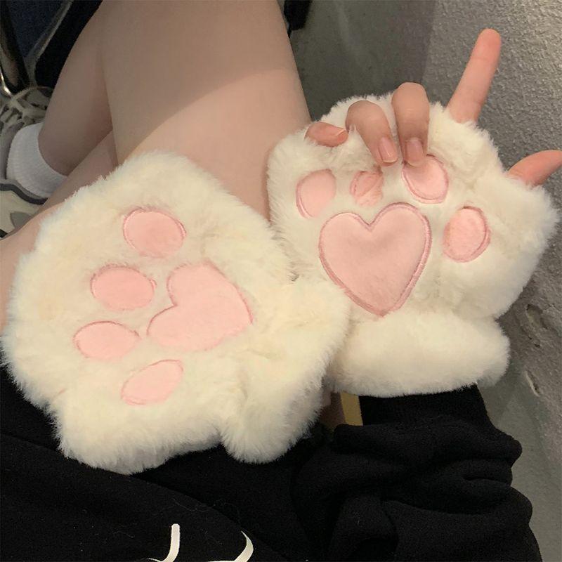 

Stuffed Female K-style Ins Easiest for Match Half Finger Cute Cat Claw White Cat Claw All yards