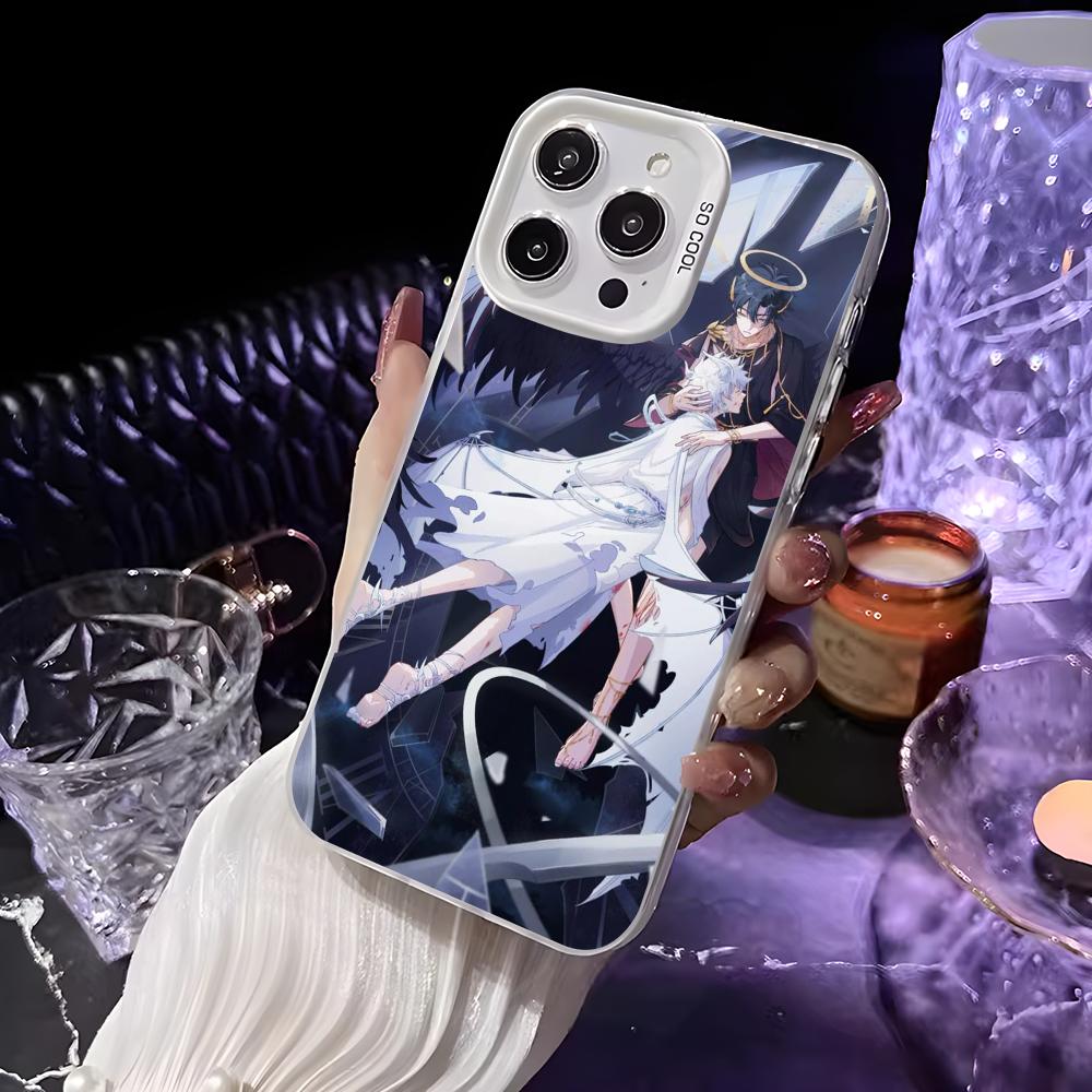 Anime L-Link Clicks Phone Case For iPhone 16 15 14 13 12 11 Pro Max White Purple Matte Laser Metallic Aurora Funda