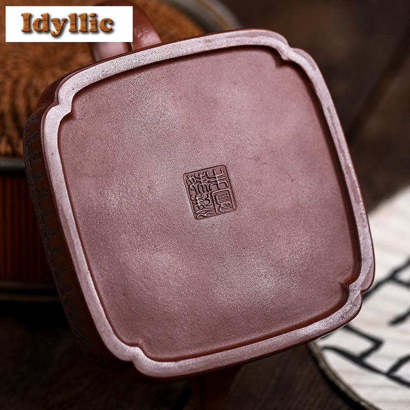 380ml Yixing Purple Clay Teapots Master Handmade Potala Palace Pot Raw Ore Di Cao Qing Mud Tea Soaking Kettle Zisha Tea Set Gift