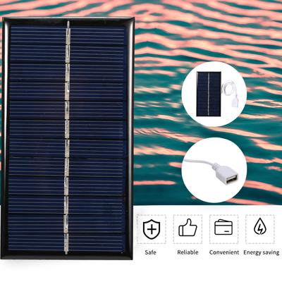 Pannello solare piccolo da 1 W e 6 V con USB fai da te, cella solare in silicio polisilicio impermeabile, campeggio, portatile