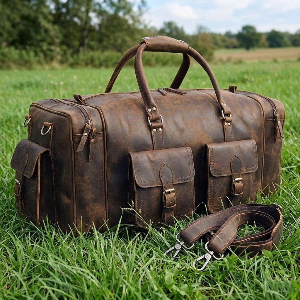 Large 28 inch duffel bags for men holdall leather travel bag overnight gym sports weekend bag