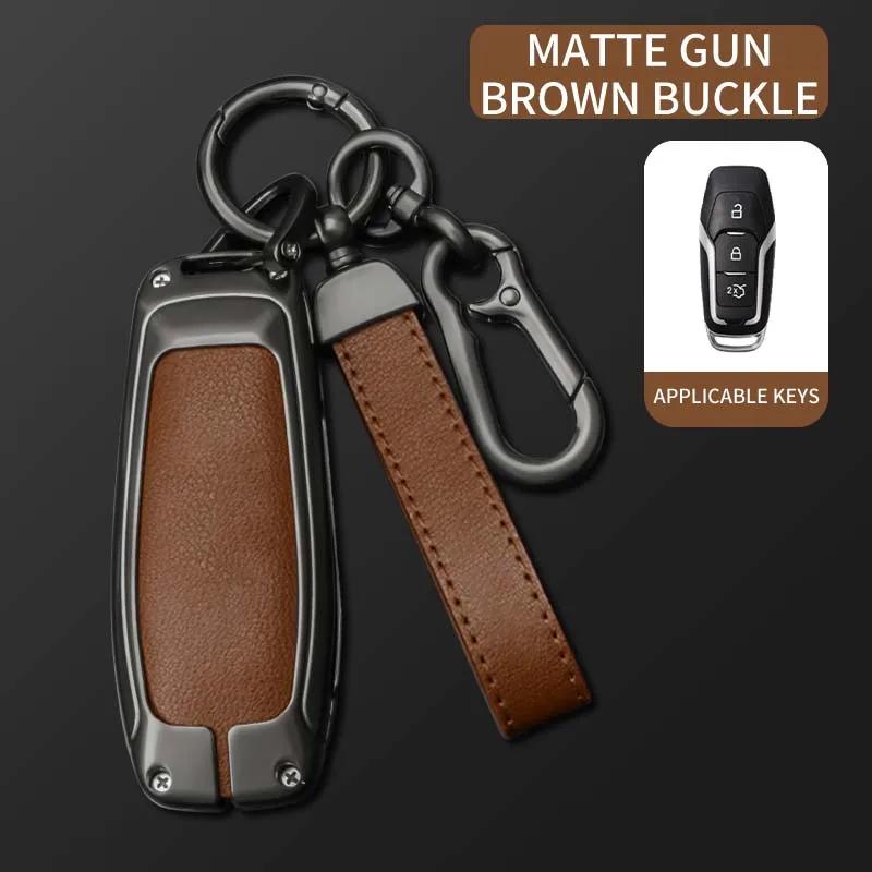 Leather Car Key Cover Case For Ford Fusion Mondeo Mustang F-150 Explorer Edge Car Styling Keychain