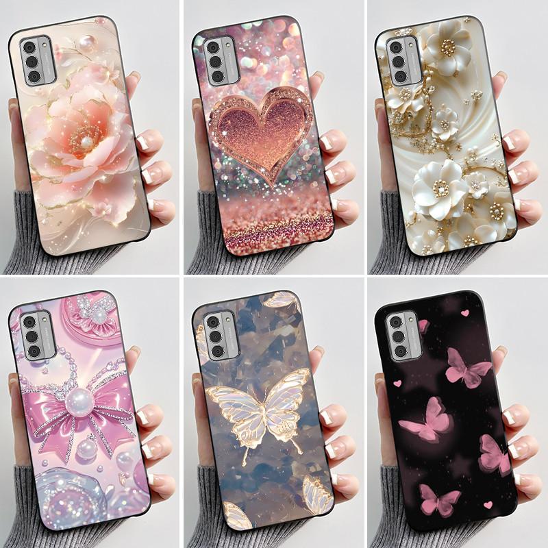 Custodia per Telefono Stampata Per Nokia G42/Nokia G310 5G/Nokia G60 5G/Nokia G100 Cover Guscio Morbido in Silicone Nero Custodie Carine con Fiori e Cartoni Animati