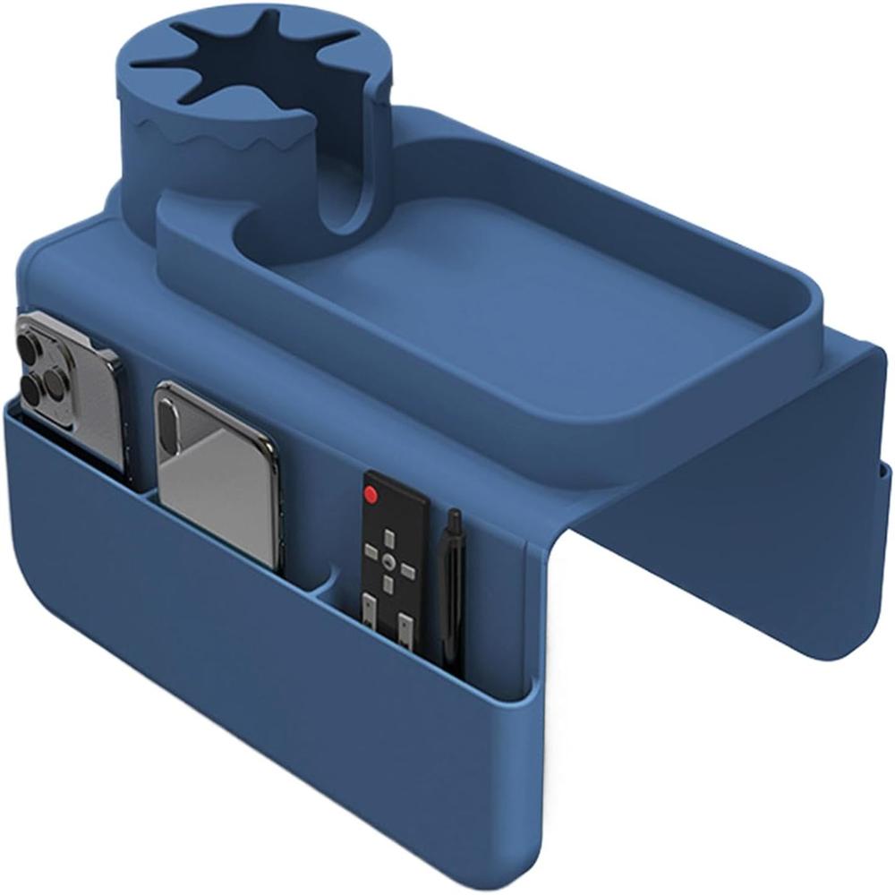 

Поднос-подставка для чашки на диван, силиконовый противоскользящий поднос на подлокотник дивана с боковыми карманами, поднос на подлокотник дивана для чашки, телефона, планшета