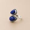 Adjustable Lapis Lazuli Ring, 925 Sterling Silver Pear Gemstone Ring, Open Adjustable Statement Ring, Boho Blue Stone Jewelry