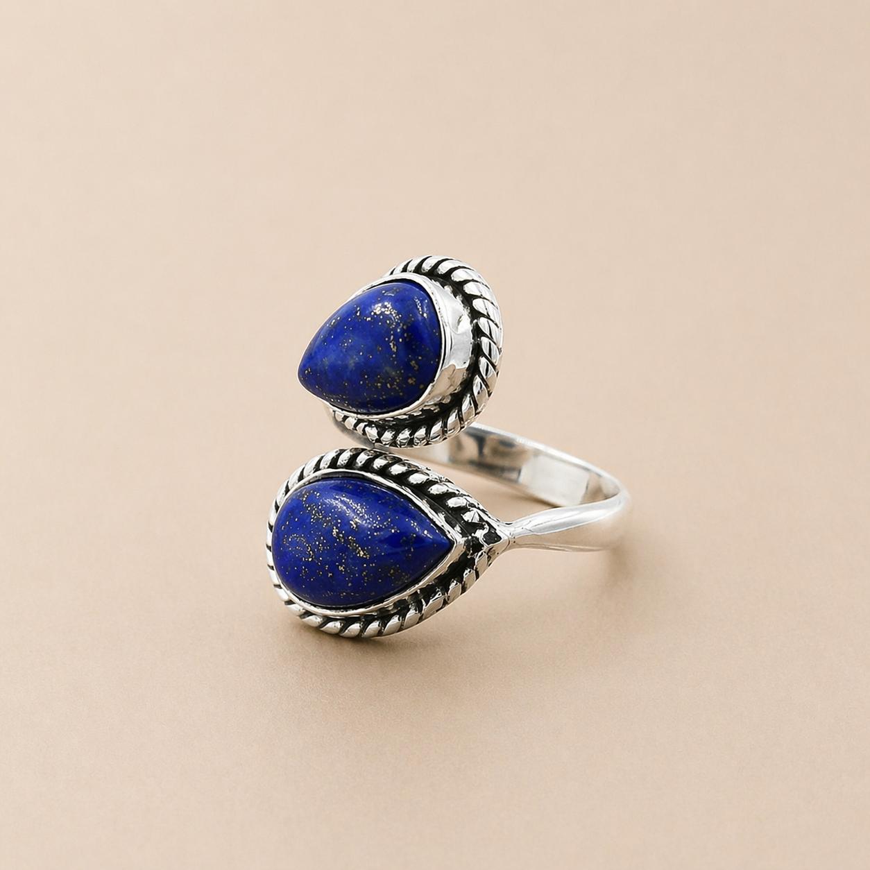 

Adjustable Lapis Lazuli Ring, 925 Sterling Silver Pear Gemstone Ring, Open Adjustable Statement Ring, Boho Blue Stone Jewelry 4 серебряный