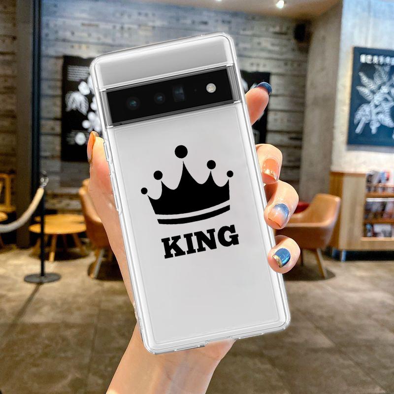 Für Google Pixel 10 Pro 10A Handyhülle Pixel 9 Pro XL Pixel 8 Pro 9A 8A 7A 7 6A 6 Pro Weiche Hülle Paar Cartoon Krone König Königin