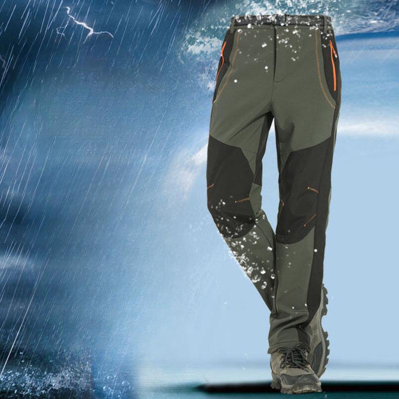 Men Elastic Fleece Outdoor Winter Warm Pants Softshell Trekking Climbing Hiking Camping Fishing Sport Training Trousers Oversize