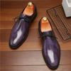 Trend Purple Brown Black Lace Up Patent Leather Derby Shoes For Men Designer Formal Wedding Prom Dress Homecoming Footwear