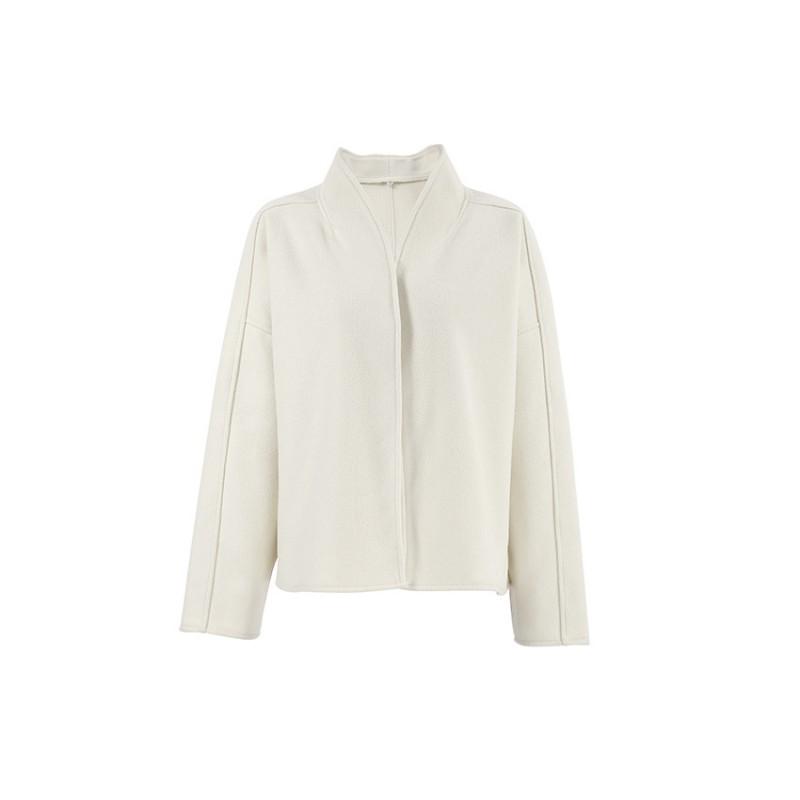 Womens Short Wool Blend Coat 2026 Winter Thick Warm V-Neck Loose Fit Beige Trench Style Outerwear