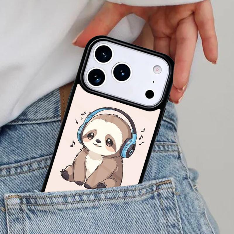 

Sloth Music Phone Case for iPhone 17ProMax 12 13 14 15 16e 17 Pro Max Plus Air Cover iPhone 14 Pro