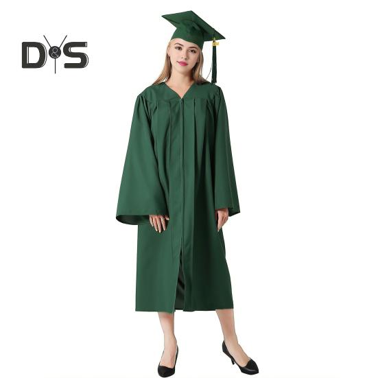 1 Set Unisex Graduation Robe Hat Set Front Zipper Loose Tassel 2024 Year Tag College Bachelor Doctor Master Graduation Ceremony Gown Cap Tassel Set