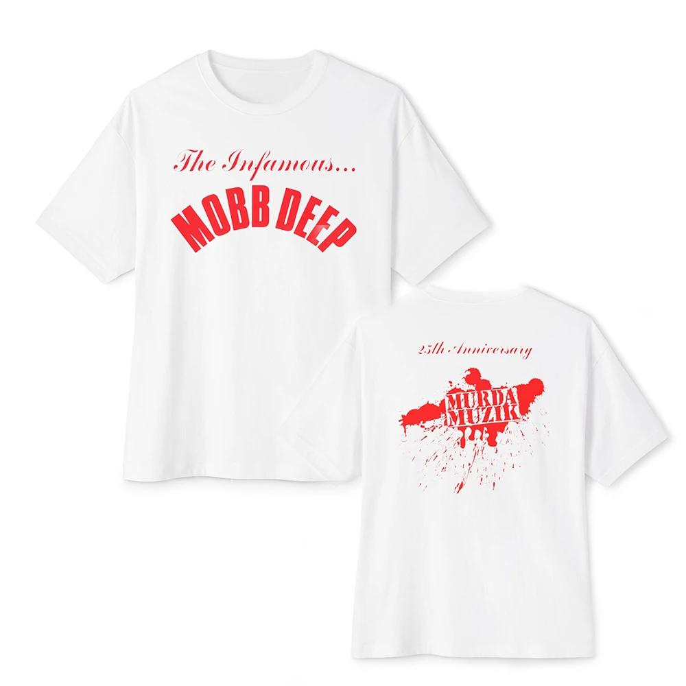 Pánské značkové módní tričko Letní trička Mobb Deep Pánské Infamous na červeném tričku Červené Unisex s krátkým rukávem Pánské ležérní tričko