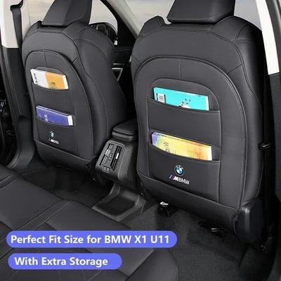 -2PCS Car Seat Back Protector For BMW X1 U11  2024 2025 PU Seat Anti Kick Pad Storage Bag Anti-Dirt Mat Interior Accessories