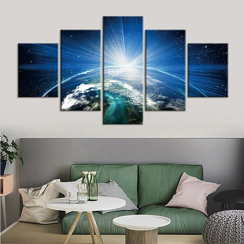 5Pcs Space Satellite Galaxy Decor Canvas Picture Wall Art Home Decor Modern Poster HD Print 5 Panel Room Decor 5 Pieces