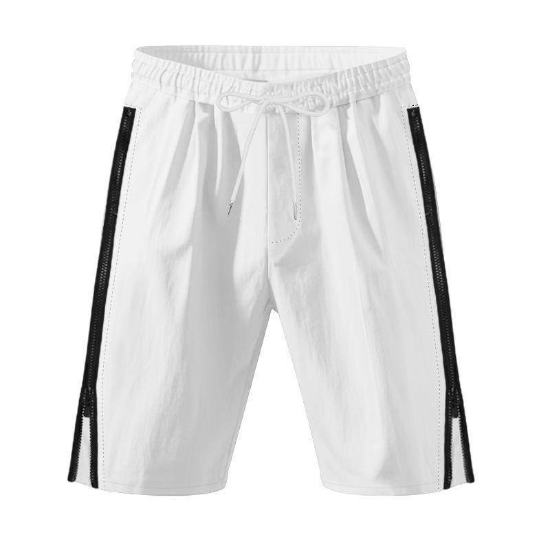 Summer Men s Side-Zip Hip-Hop Loose-Fit Athletic Beach Shorts S белый