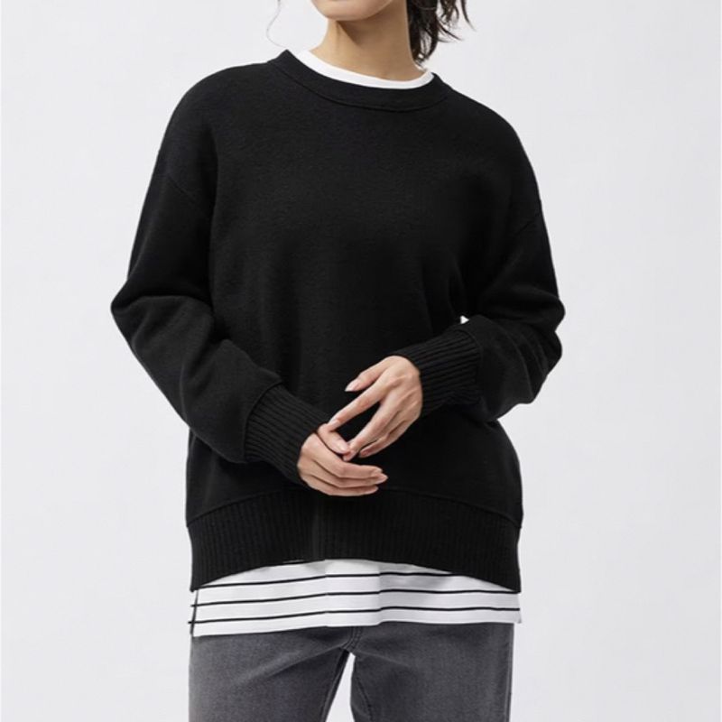 Sunshine House Spring New Arrival Export Day Single Gu * Women's Clothing Loose plus Size Crew Neck Knitwear Warm and Simple Easiest for Match