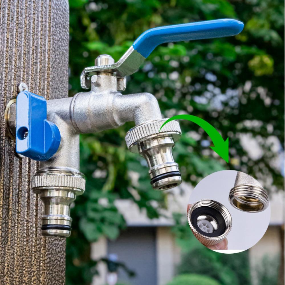 1/2'' Doppelkopf Wasserhahn Gartenbewässerung Gartenbewässerungsventil Schalter Waschmaschinenzubehör Gewindelegierung Spültischarmatur
