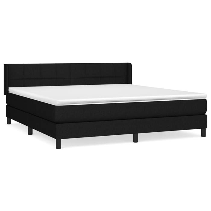 3129731 vidaXL Lit à sommier tapissier avec matelas Noir 180x200 cm Tissu