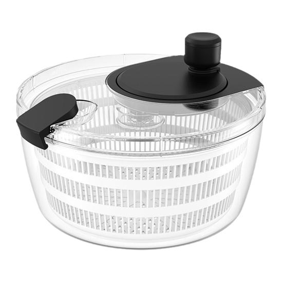 Salad Spinner Hand Dehydrator Large 4.2 Quart Transparent Bowl with Built-in Strainer Fruit And Veggie Dryer Easy to Clean Plastic Kitchen Tool