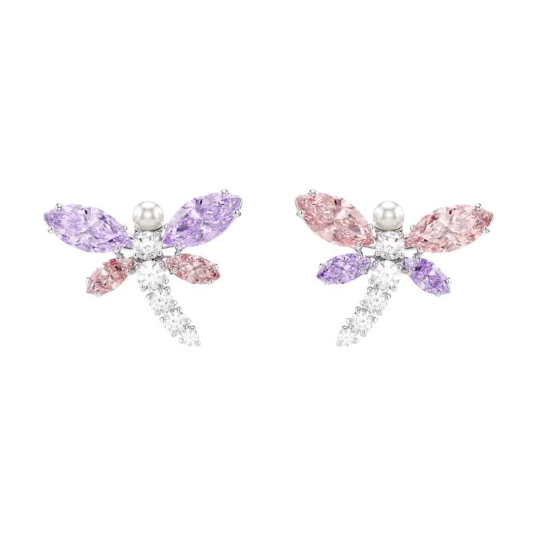 Swarovski Ariana Grande Dragonfly Design Crystal Earrings Women earrings Purple Pink 5737371 Box (Random Color)