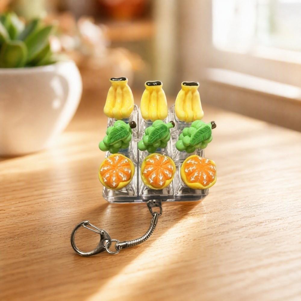 Transparent Dual-Tone Fruit Decompression Button Toy 9-Key Keyboard Keychain Desktop Decoration