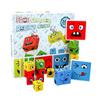 Cube Face Changing Building Blocks Board Game Cartoon Puzzle Montessori Toys Wooden Level Game Thinking Challenge Kids Toys