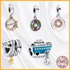 Authentic Sparkling Plata Copper Dangle Charms Fit Original Bracelet Beads Pendant Women Diy Jewelry Gift