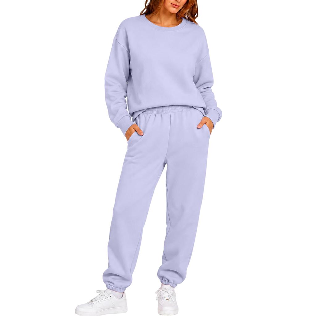 Damen Langarm Rundhals Sweatshirt und Jogginghose 2-teiliges Set