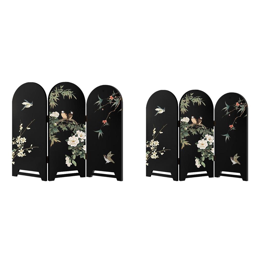 Folding Screen Desktop Wooden Partition Small Decorative Panel Traditional Chinese Art for Housewarming