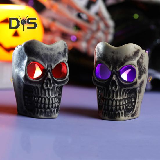 Halloween Skull Candle Light Decoration Spooky Skeleton Statue Tabletop Decor for Outdoor Yard Graveyard Halloween Party Supplies