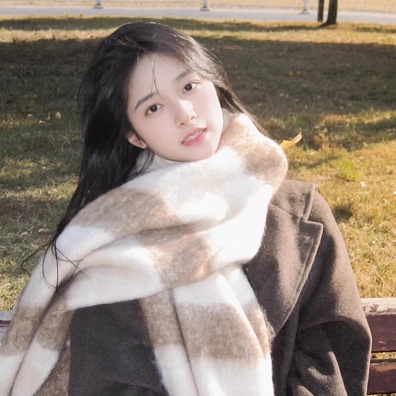 Lilang Women s Thickened Plaid Winter Scarf