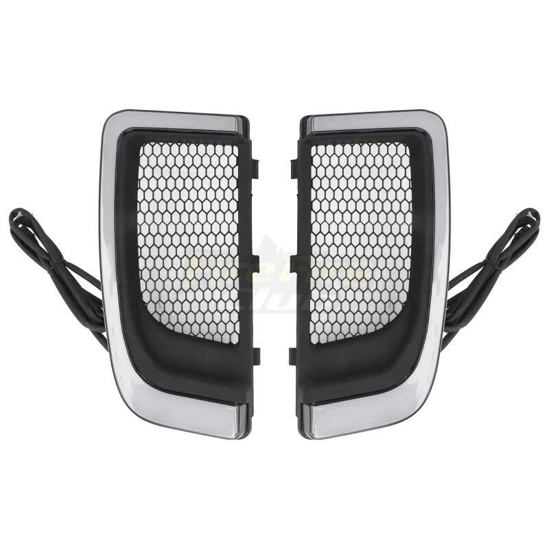 Motorcycle LED Running Light Turn Signal Fairing Lower Grills For Harley Touring Street Electra Glide CVO Limited 2014-2022