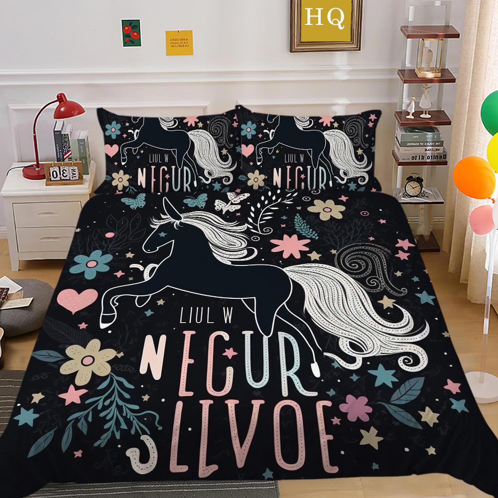 

Постельное белье из полиэстера с единорогом, 3D-печать, женское модное покрывало, комплекты одеял двойного размера EU Single 135x200cm