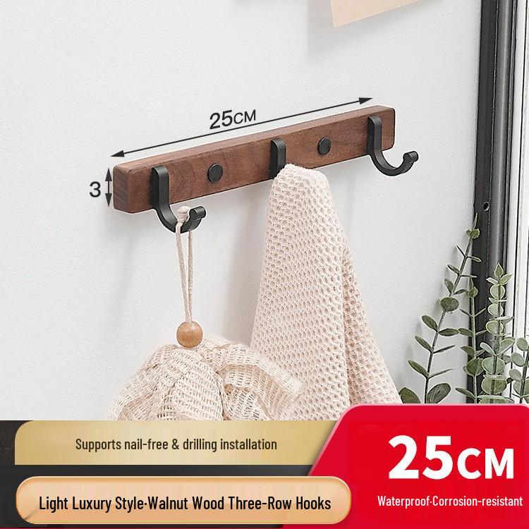 Cuier de perete din lemn de fag cu cârlige pentru haine și pălării: Instalare fără găurire pentru intrare, hol sau dormitor.