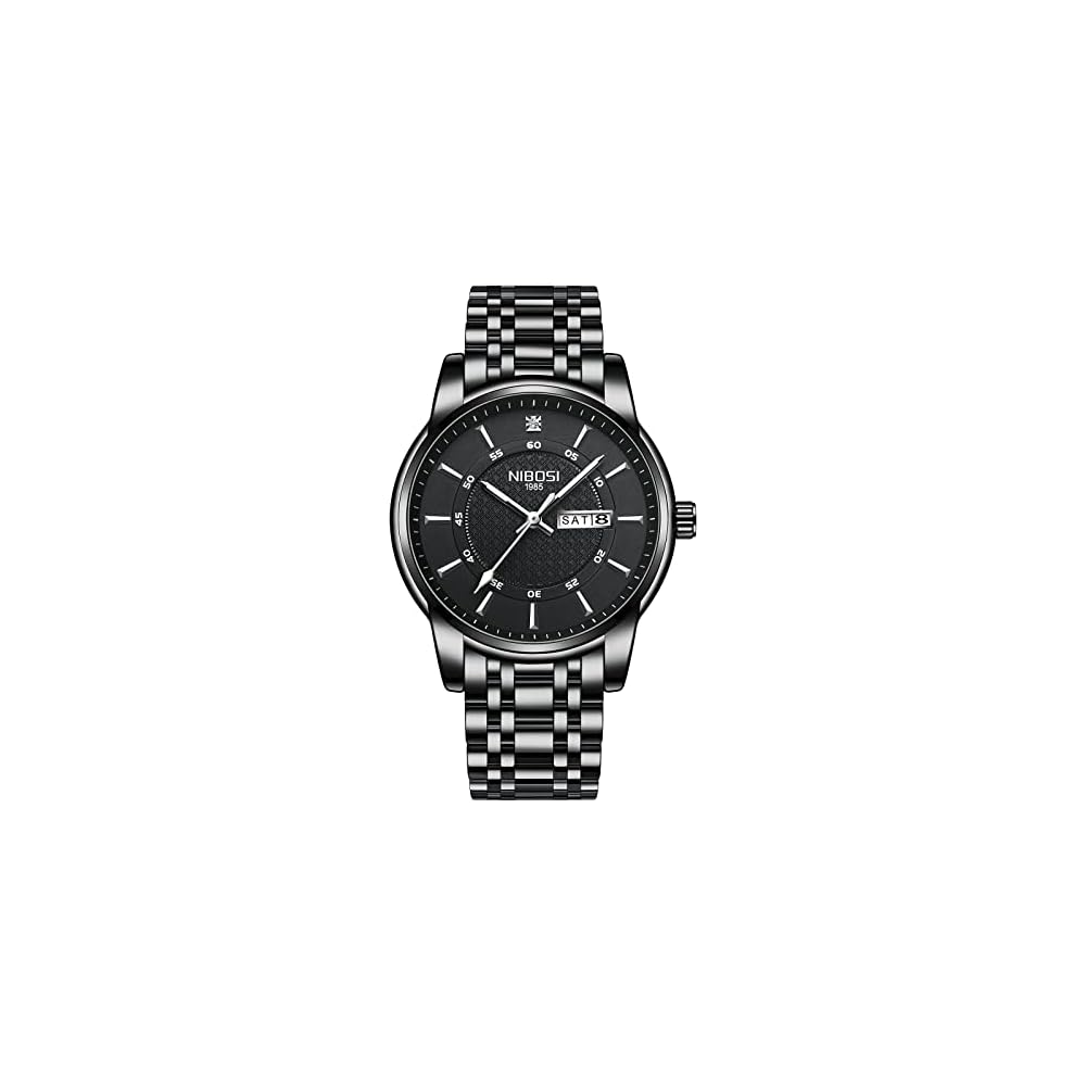 Men s Classic Business Watch Black Stainless Steel Analog Waterproof Casual with Date Display Metal Band